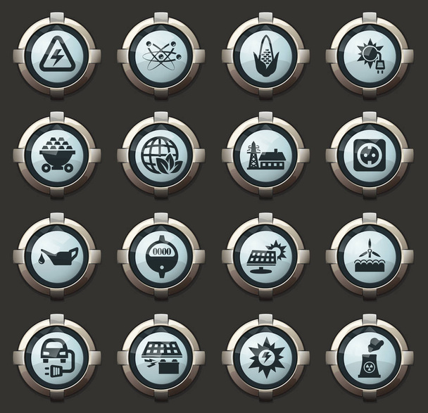 BIO Fuel industry vector stylish round buttons for mobile applications and web - Διάνυσμα, εικόνα
