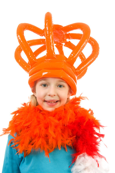 Girl is posing in orange outfit - Фото, зображення
