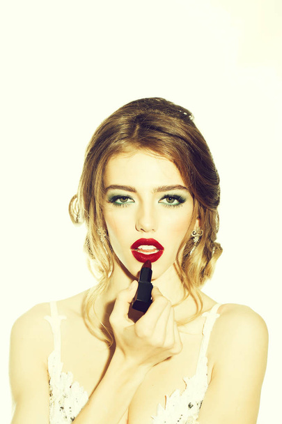 Woman with makeup lipstick - Zdjęcie, obraz