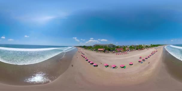 Vista aérea bela praia, Bali, Kuta. - Filmagem, Vídeo