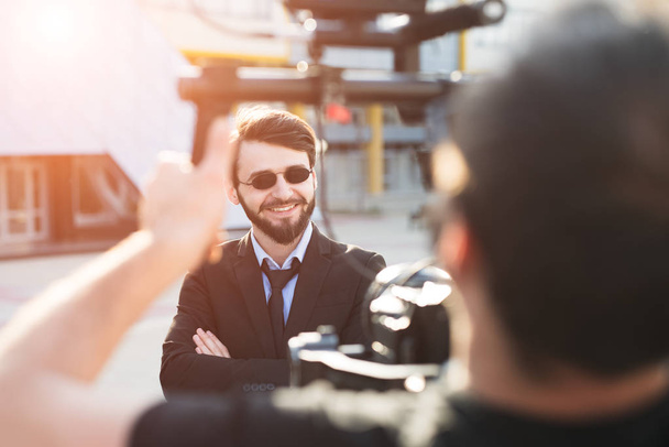 Behind the scene of hipster bearded businessman. - Photo, image