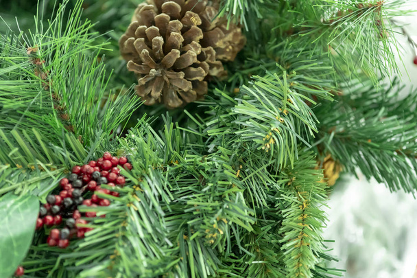 Christmas decorations, wreaths and balls, new year holiday - Φωτογραφία, εικόνα