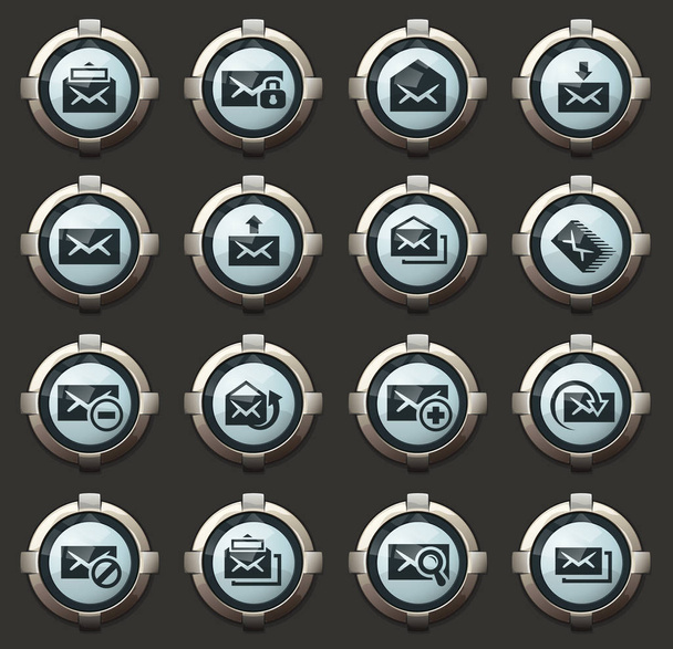 Mail vector icons in the stylish round buttons for mobile applications and web - Vector, Image