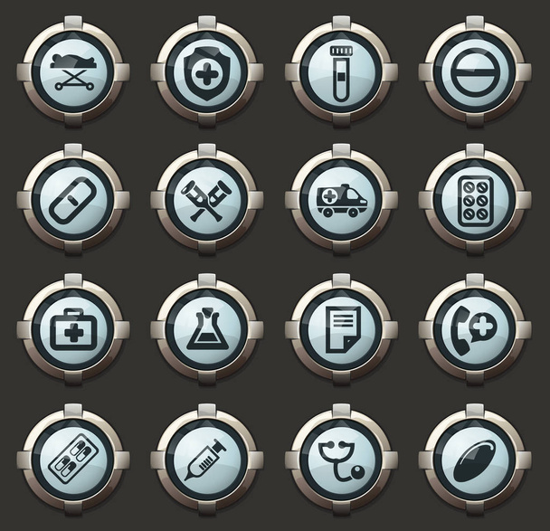Medical vector icons in the stylish round buttons for mobile applications and web - Vecteur, image
