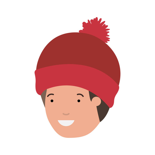 hoofd van man winter hoed avatar caractère - Vector, afbeelding