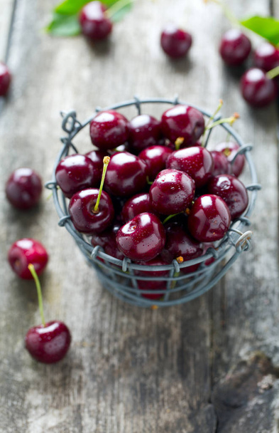 Closeup of sweet cherries in bowl  - Photo, Image
