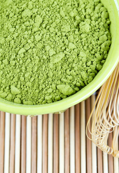powdered green tea Matcha and bamboo whisk - Fotografie, Obrázek