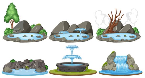 Conjunto de escenas de agua ilustración
 - Vector, imagen