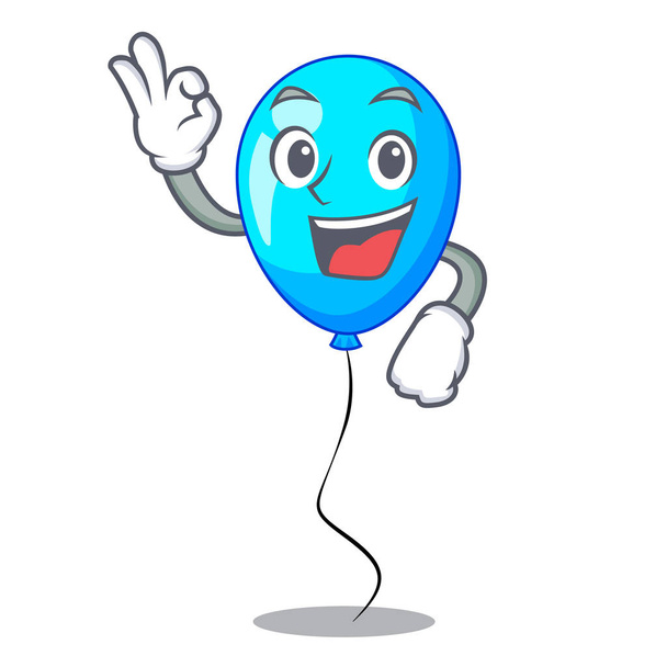 Okay blue balloon character on the rope vector illustration - Vector, imagen