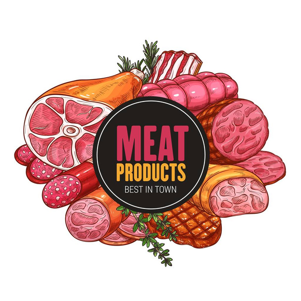 Butcher shop farm meat, vector - Vector, Image