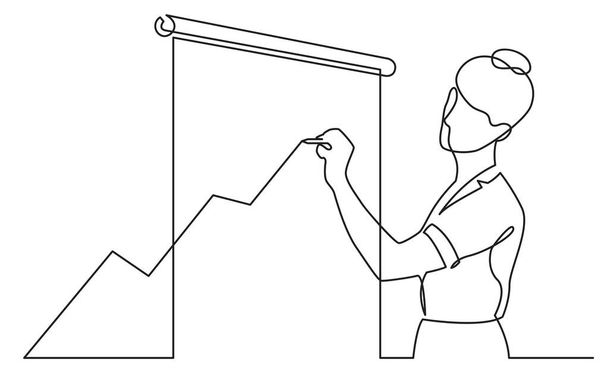 continuous line drawing of presenter drawing increasing diagram - Vector, Image