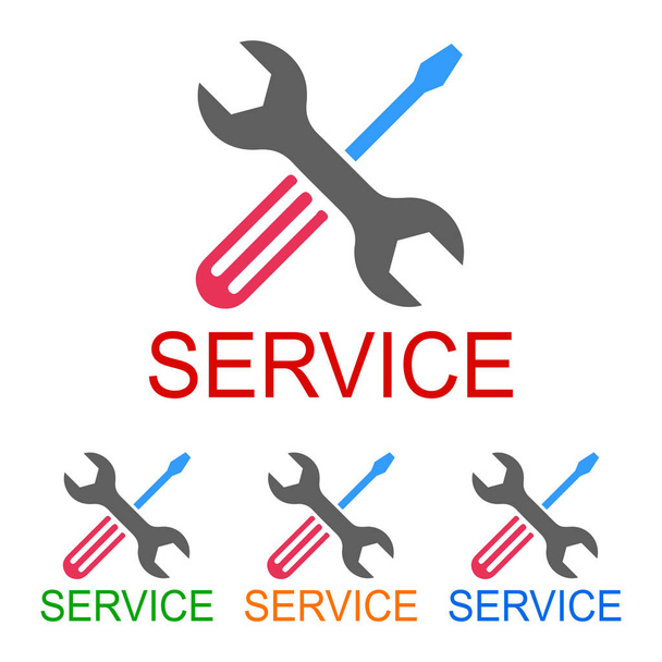 Ключ і викрутка. Барвиста служба логотипу - фондовий вектор
 - Вектор, зображення