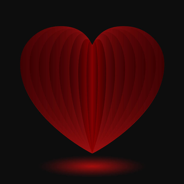 Red heart on a black background - vector - Vector, Image