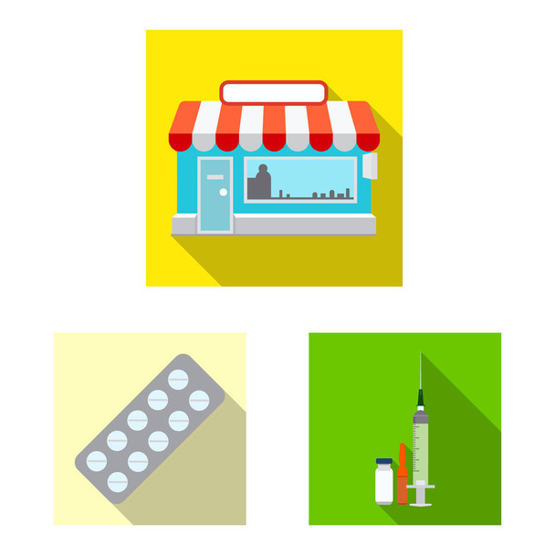 Vector design of pharmacy and hospital icon. Collection of pharmacy and business vector icon for stock. - Вектор,изображение