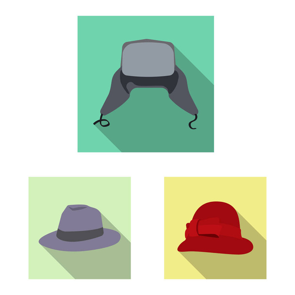 Isolated object of headgear and cap logo. Collection of headgear and accessory stock vector illustration. - Вектор, зображення