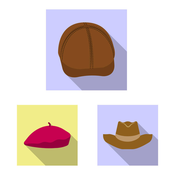 Isolated object of headgear and cap symbol. Set of headgear and accessory stock vector illustration. - Vektor, obrázek