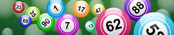 Бінго лотереї, заголовок фону векторний дизайн, щасливі кульки і кількість лотерей
  - Вектор, зображення