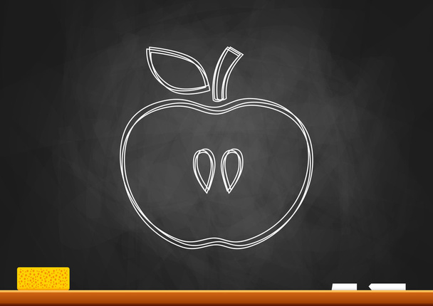 Dibujo de manzana en pizarra
 - Vector, imagen