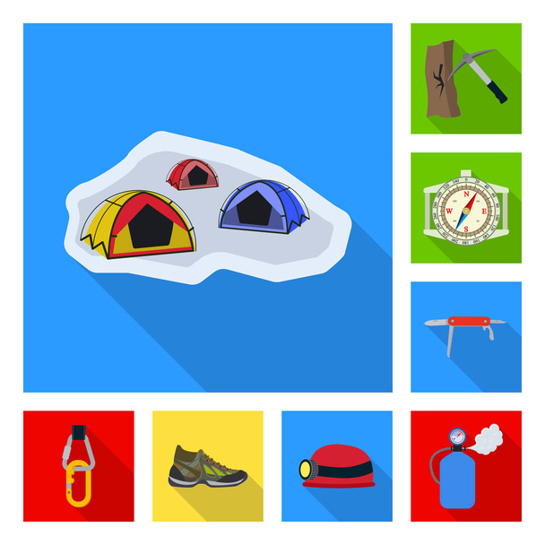 Illustration vectorielle de l'alpinisme et symbole de pic. Collection d'icône vectorielle alpinisme et campement en stock
. - Vecteur, image