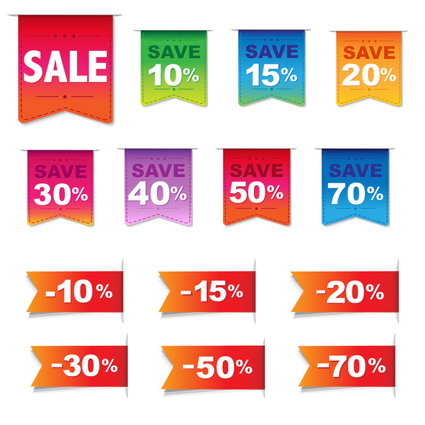 Discount Labels And Ribbons Set - Вектор,изображение