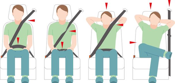 A man who takes a seat belt. violation. - Vector, Image