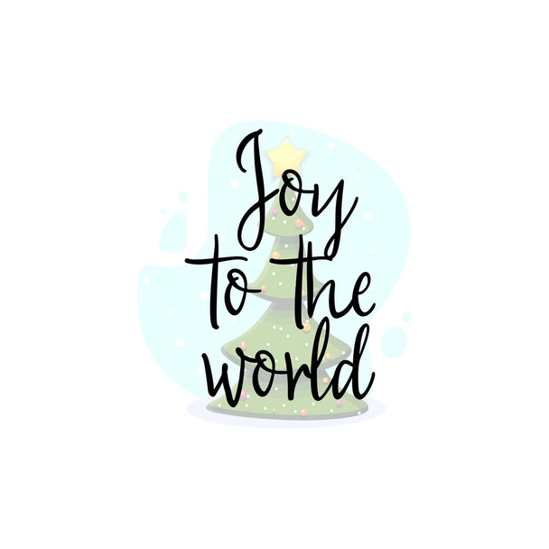 Vreugde aan de wereld. Feestelijke banner op een witte achtergrond met 3d sterren - Vector, afbeelding