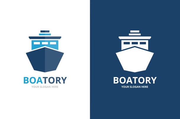 ベクトル船のロゴの組み合わせ。船記号やアイコン。ユニークなヨット ロゴタイプ デザイン テンプレート. - ベクター画像