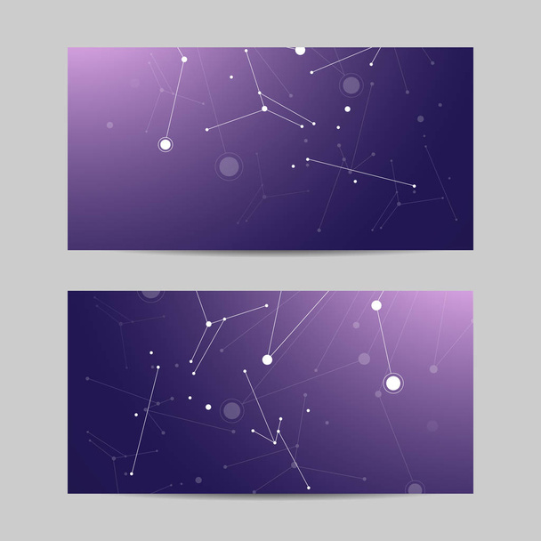 Set of horizontal banners. Geometric pattern with connected lines and dots. - ベクター画像