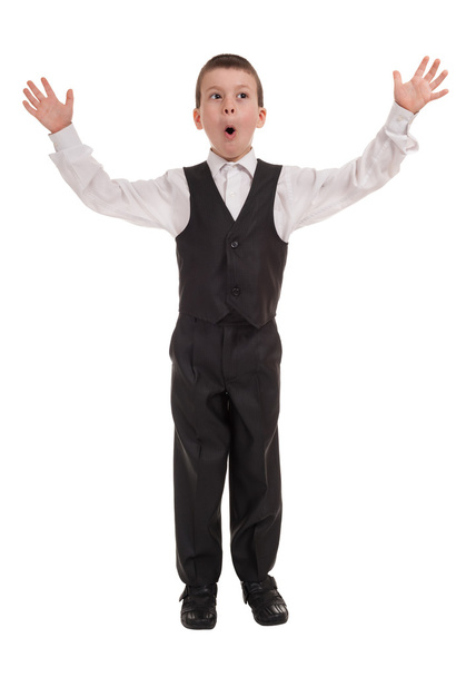 Junge im Anzug mit offenen Armen - Foto, Bild
