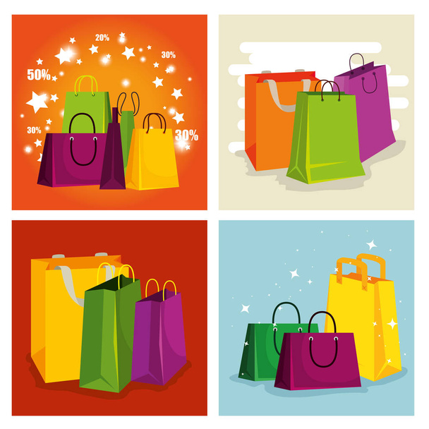 set shopping bags to special sale offer - Vector, afbeelding