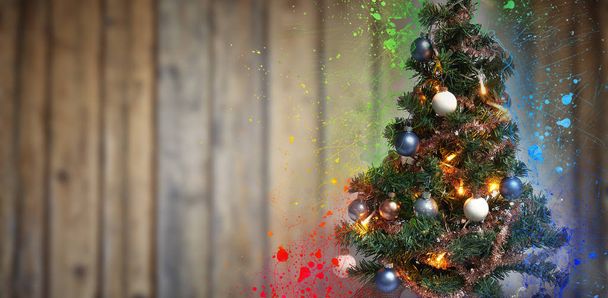 Fröccsenő karácsony labda dísz fa textúrák-fa falnak - Fotó, kép