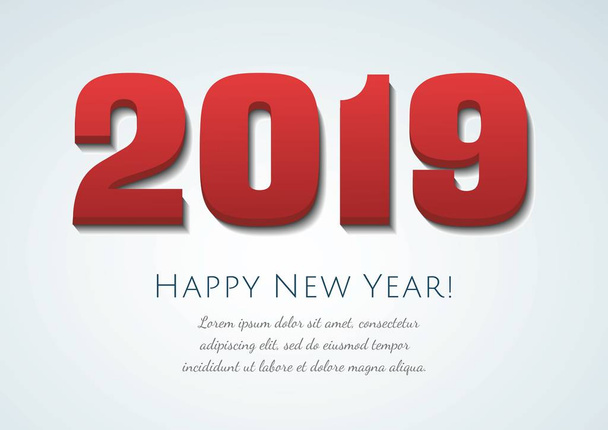 2019 Fecha roja Números aislados sobre fondo blanco. Feliz Año Nuevo 2019
.  - Vector, imagen