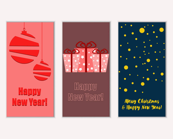 Merry Christmas and Happy New Year greeting cards    - Vektor, kép