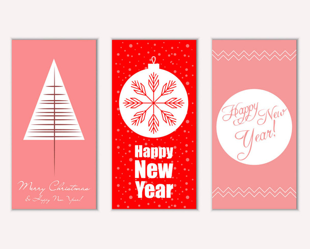 vector illustration of Merry Christmas and Happy New Year greeting cards - Vector, afbeelding