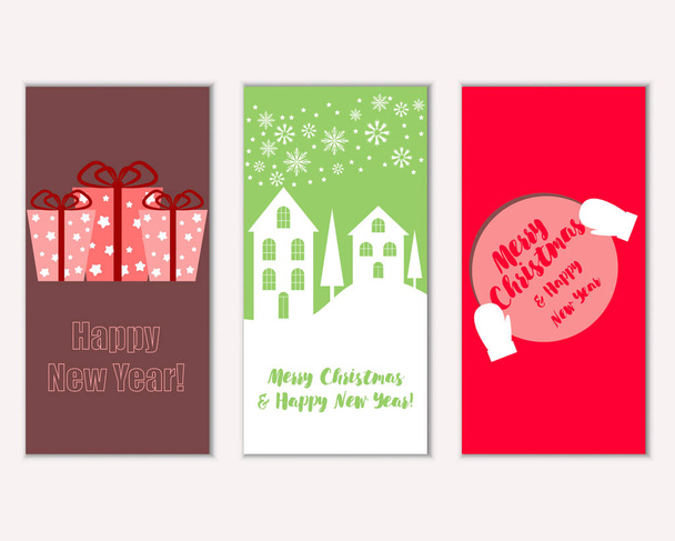 vector illustration of Merry Christmas and Happy New Year greeting cards       - Vektor, kép