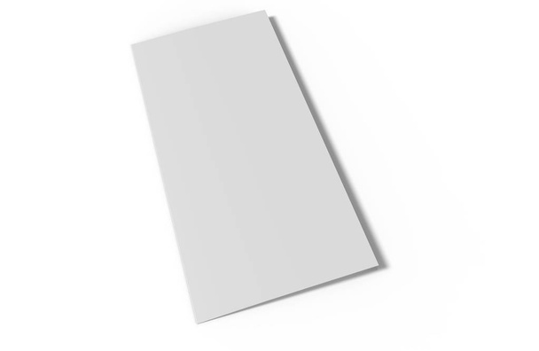 Opened blank paper trifold leaflet mockup on white background with shadows. Photorealistic 3D illustration - Photo, Image