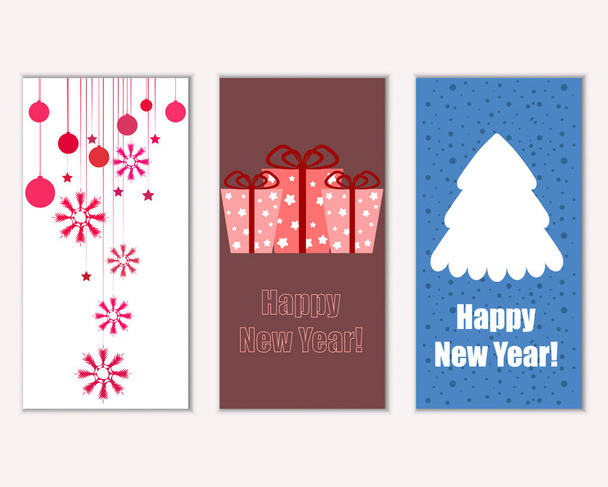 vector illustration of Merry Christmas and Happy New Year greeting cards      - Vektor, kép