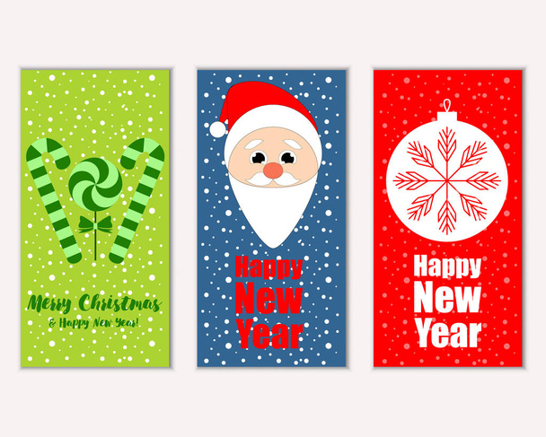 Merry Christmas and Happy New Year greeting cards    - Vektor, kép