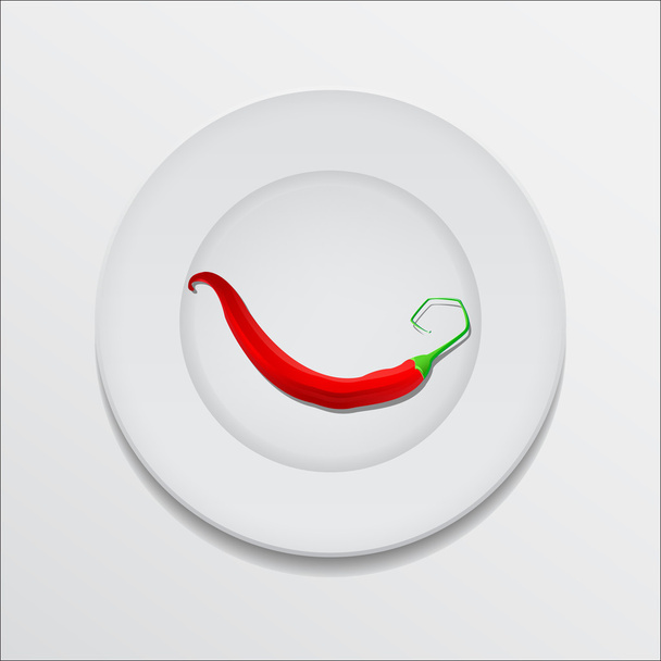 czerwony gorący pieprz chili na talerzu - Wektor, obraz