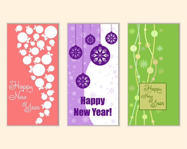 Merry Christmas and Happy New Year greeting cards   - Vector, afbeelding