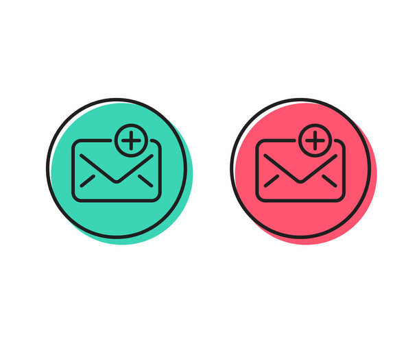 New Mail line icon. Add Message correspondence sign. E-mail symbol. Positive and negative circle buttons concept. Good or bad symbols. New Mail Vector - Vector, imagen