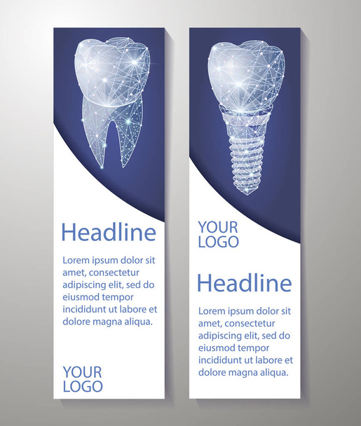 gesunde Zähne und Zahnimplantate. Banner gestalten. kann für Marketing verwendet werden. - Vektor, Bild