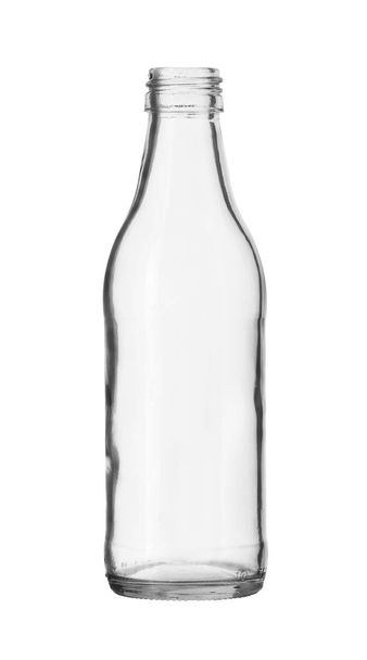 Botella de vidrio transparente sin tapa aislada sobre fondo blanco
 - Foto, Imagen