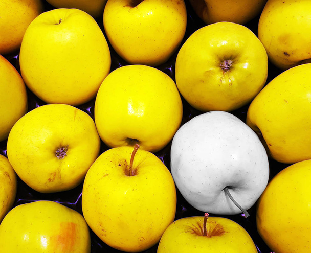 Blickfang eines Apfels in schwarz-weiß - Foto, Bild