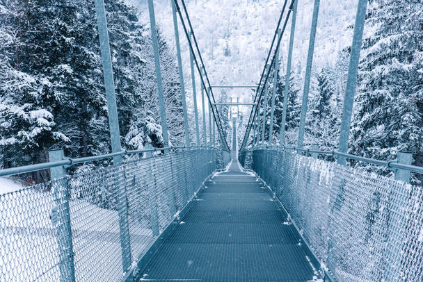 Pedestrian suspension bridge in Switzerland. - Photo, Image