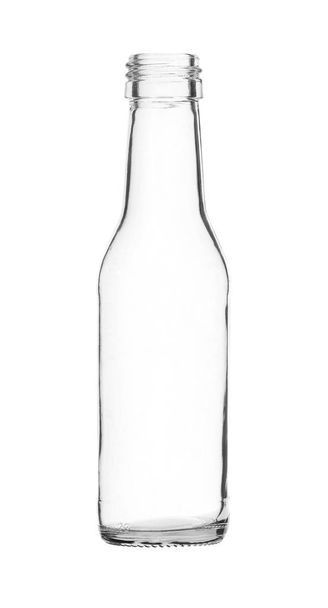 Маленькая простая стеклянная бутылка на белом фоне
 - Фото, изображение