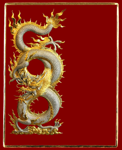 Silver Golden Dragon Greeting Card - Φωτογραφία, εικόνα
