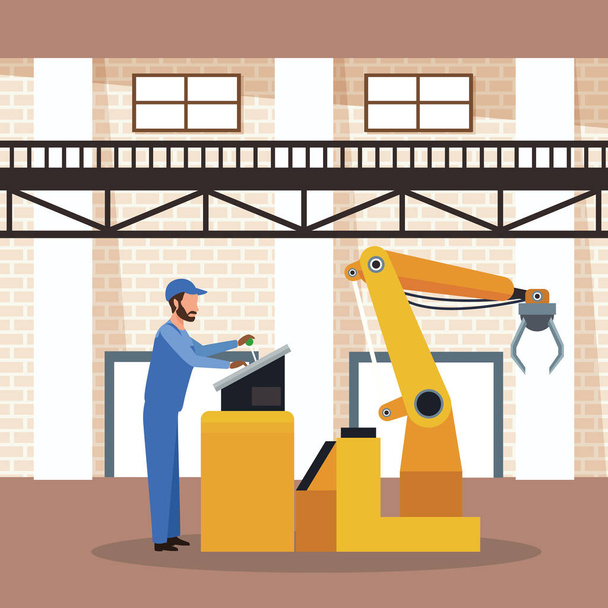 Worker on car factory - Vector, Image