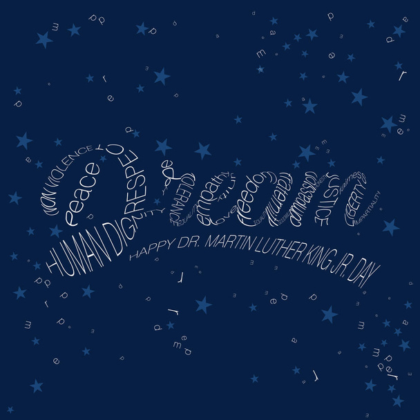 Vektorová design typografie na slovo sen v bílém na modrém pozadí hvězdnaté výstřední - Vektor, obrázek