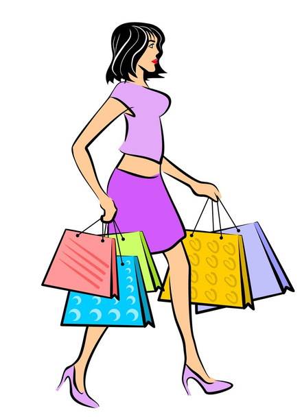 Shopping woman - Wektor, obraz